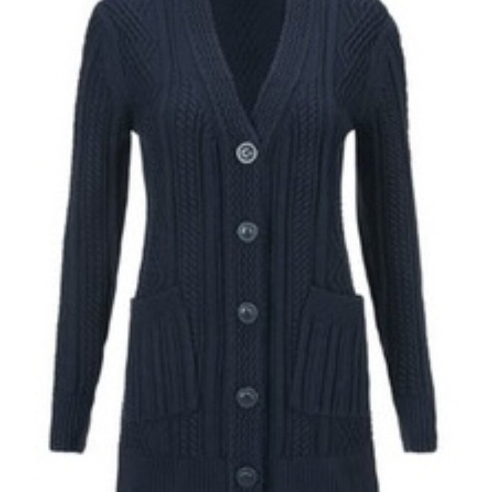 CAbi Slant Pocket Cardigan #3882, Navy, Small